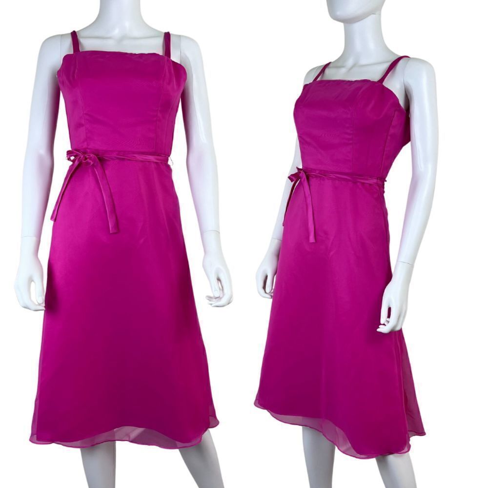 Vintage After Six Women Size XS Pink Midi Sleeveless Chiffon Dress Party Y2K